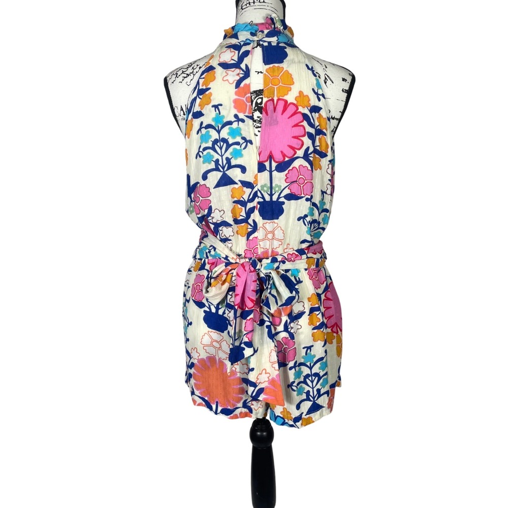 Rachel Rachel Roy Women's Floral Romper Halter Neck Belted 100% Rayon Summer S - Picture 5 of 8